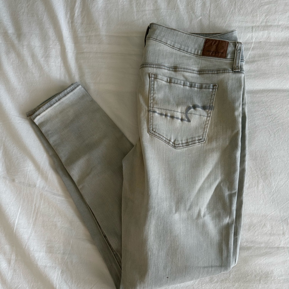 American Eagle Outfitters Gray Jeggings with Distressed Details